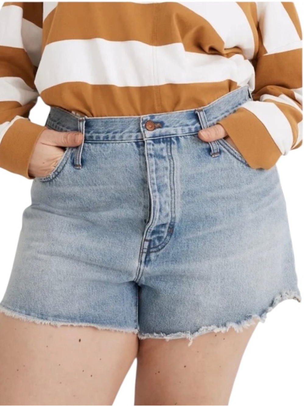 Madewell Relaxed High-Rise Raw Hem Distressed Jean Shorts NWT (N)